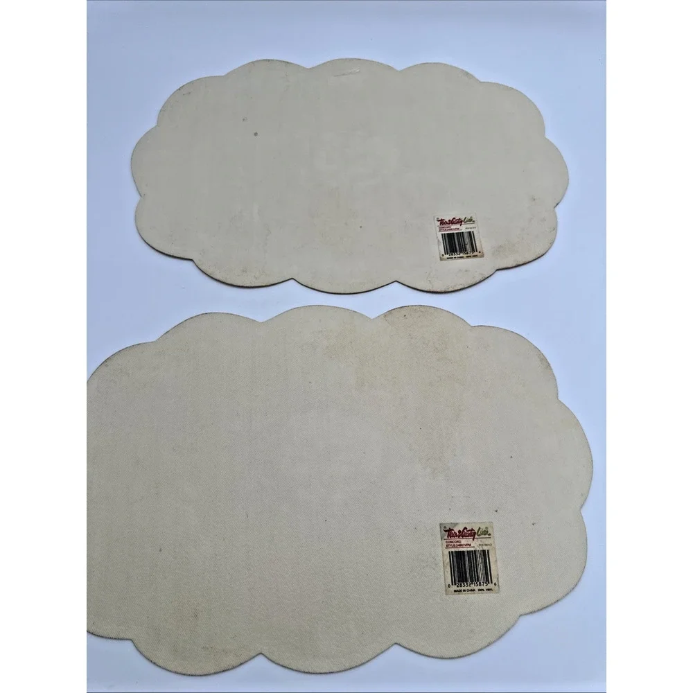 4 Vintage Town & Country Vinyl Foam Backed Placemat Floral Green, Roses